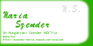 maria szender business card